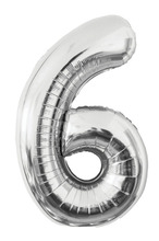 Folieballong nummer 6 H60 cm sølv 